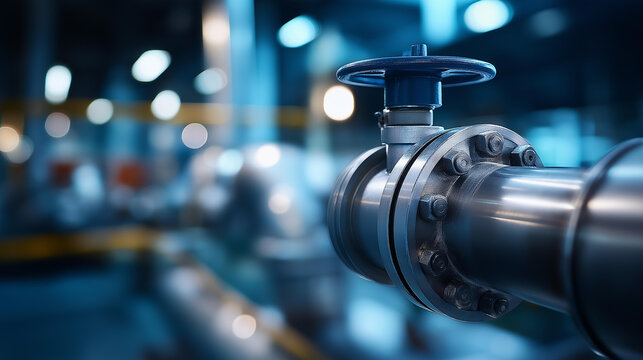 Extreme close-up of pneumatic actuator valve detail, compressed air flowing through metallic pipes creating motion, controlled and efficient movement with industrial automation,