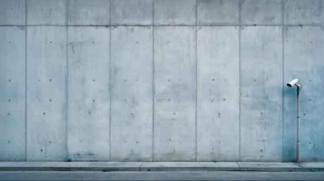 Security camera on minimalist concrete wall in urban environment  
