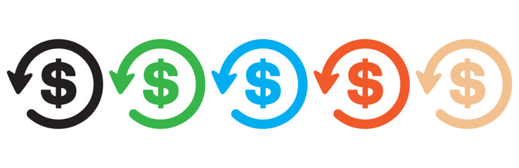 Recycling money growth concept with dollar signs in circular arrows colorful design