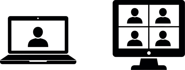 Comparison of video call interfaces on laptop and desktop computer screens