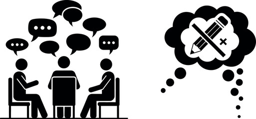 Communication and censorship through dialogue and prohibition symbols