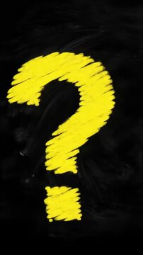 A bright yellow chalk-style question mark stands out on a dark, textured background, conveying uncertainty, curiosity, and the universal need for answers