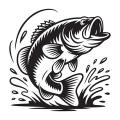 Obraz premium Black and white tribal fish vector illustration design