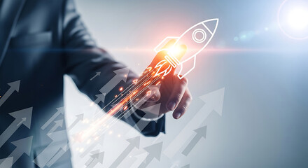 Interface control concept with businessman touching digital screen to access global network connection