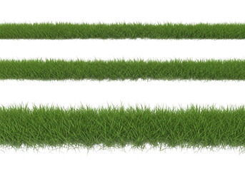 Three strips of green grass isolated on transparent background for design