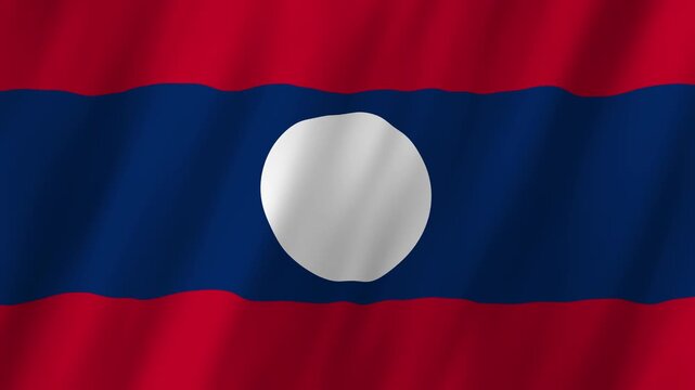Laos Flag Waving on Wind, Realistic 4K Background Animation