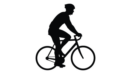 Silhouette of a cyclist riding a bicycle depicted in a simple black outline © MDRABBI