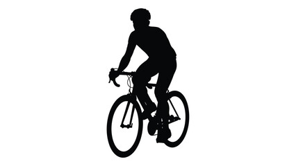 Obraz premium Silhouette of a cyclist riding a road bike against a white background