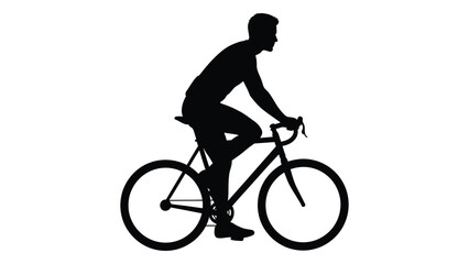 Obraz premium Silhouette of a cyclist riding a road bike against a white background