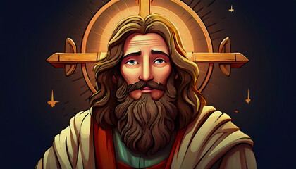 jesus on the cross oil painting style illustration 