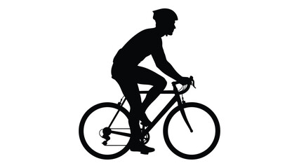 Obraz premium Silhouette of a cyclist riding a road bike against a white background