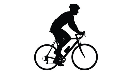 Obraz premium Silhouette of a cyclist riding a road bike against a white background