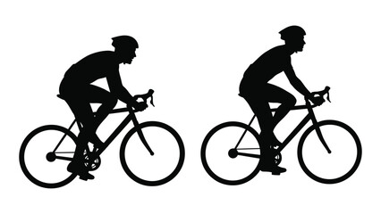 Obraz premium Two cyclists in silhouette ride bicycles side by side showcasing a sporty activity