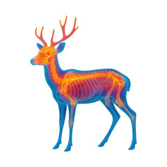 PNG Colorful deer X-ray illustration