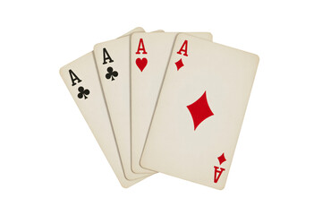 Obraz premium Four Aces Cards in Fan Shape with Visible Suits in Bright Studio Lighting for Gambling Advertising