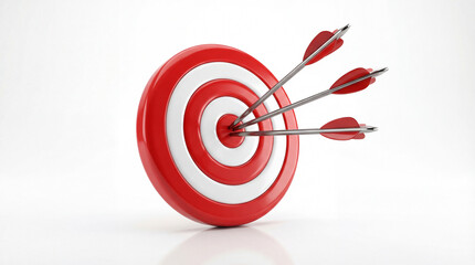 Success and Perfection Concept with Three Arrows Hitting the Bullseye of a Red Target