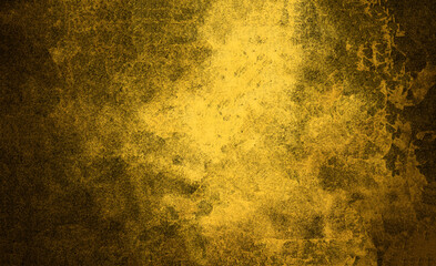 Abstract yellow grunge textured background with gold effect