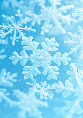 Blue snowflake background. Background for design, print and graphic resources. Design: flyers, business cards, banners, packaging.