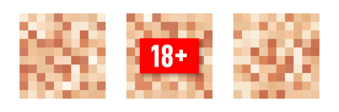 Censorship pixelated effect. Blurred pixels effect for adult and sensitive content. Censorship mosaic sign with blurred pixels. Collection of censorship bars for nudity and adult content. Vector