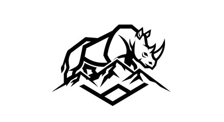 Rhino silhouette above mountains icon © Topscor
