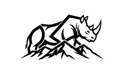 Rhino silhouette on mountains © Topscor