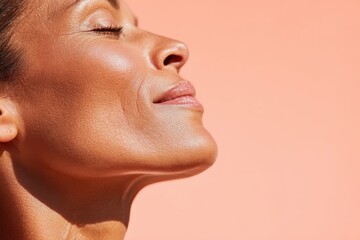 Glowing profile: woman with radiant skin