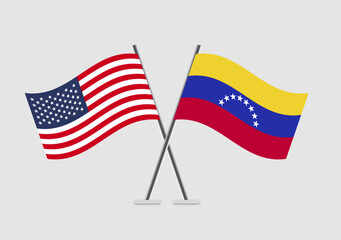 Fototapeta premium United States and Venezuela vector flags arranged in elegant pairing