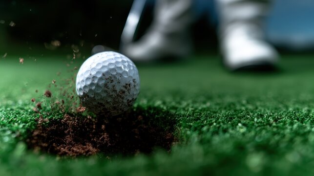 A pristine golf ball sits on the green, waiting to be struck, encapsulating the anticipation and excitement of the game in a beautifully captured moment.