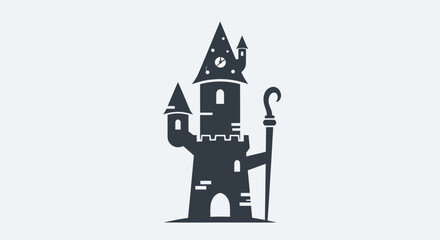 Stylized castle illustration on white background © UDIN BADEG