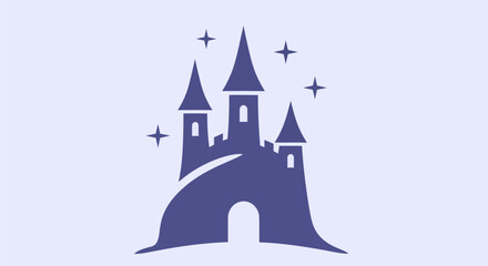 Stylized castle illustration with stars © UDIN BADEG