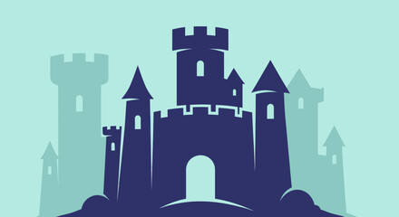 Stylized castle silhouette on abstract background © UDIN BADEG