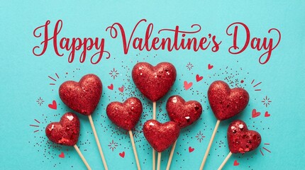 Red Heart Balloons on Pastel Background &ndash; Valentine Concept