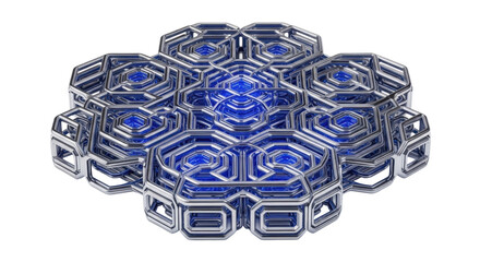 Fototapeta premium Abstract geometric chrome and blue design