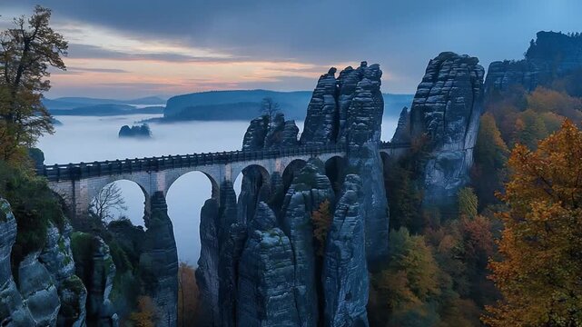  bastei bridge, saxon switzerland national park video morning video