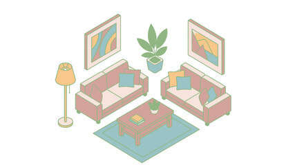 Cozy living room with furniture and decorations.