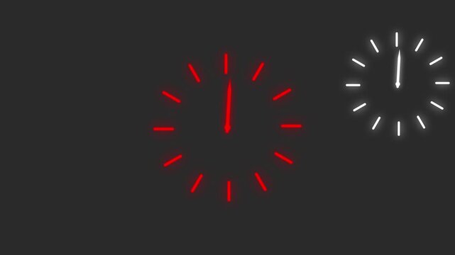 Red  Minimal Analog Clock Loading Animation on Black Background