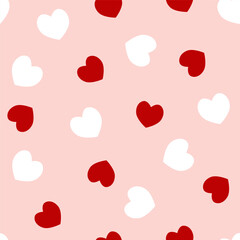 Romantic Seamless Heart Pattern on Pink Background