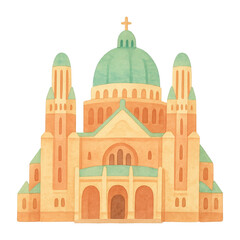 Fototapeta premium PNG Illustrated cathedral with domes.