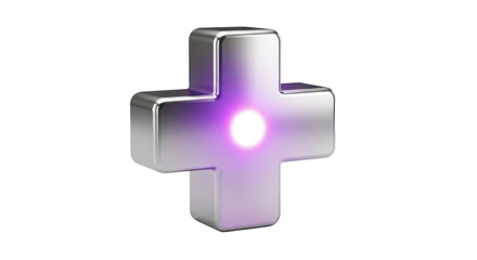 Fototapeta premium Glowing metallic plus sign symbol