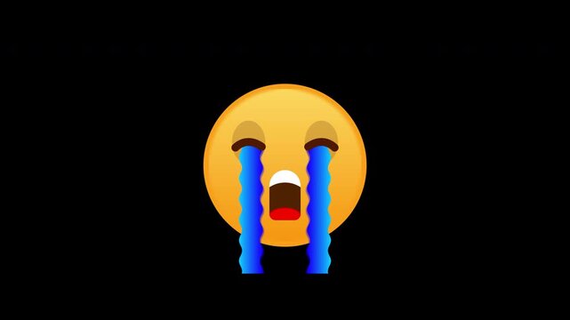 Crying Emoji Animation &ndash; Loopable Vector Emoticon with Alpha Channel