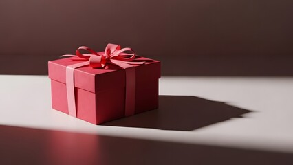 Fototapeta premium Valentine Gift Box with Artistic Light and Shadow Creating Dramatic Romantic Mood