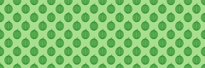 horizontal beautiful seamless green circle watermelon pattern on green background.