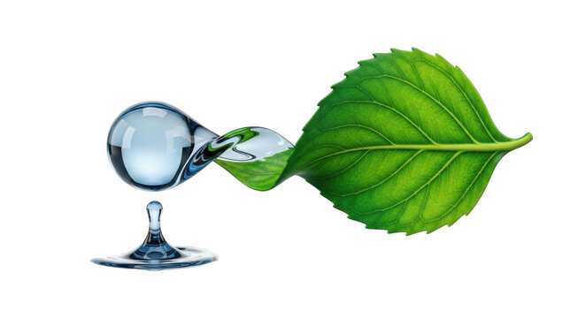 Water Drop Connected to Leaf