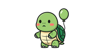 Obraz premium Cartoon turtle with balloon illustration
