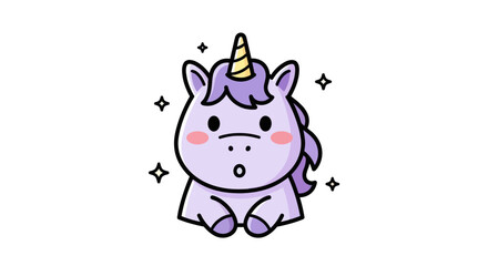 Naklejka premium Cartoon unicorn illustration on white background