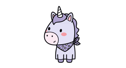 Fototapeta premium Cartoon unicorn illustration on white background