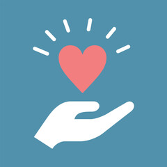 Obraz premium 手にハートを持つカラーアイコン