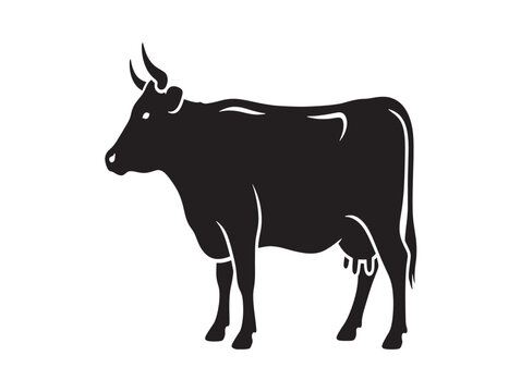 Stylized black bull silhouette vector illustration