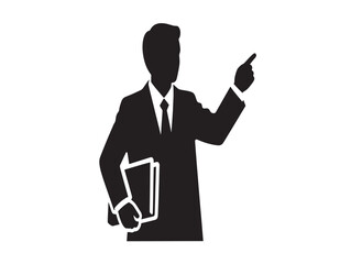 Obraz premium Minimalist businessman pointing at presentation