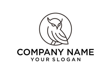 Minimalist Owl Line Art Logo Design within Circle Frame for Business Branding